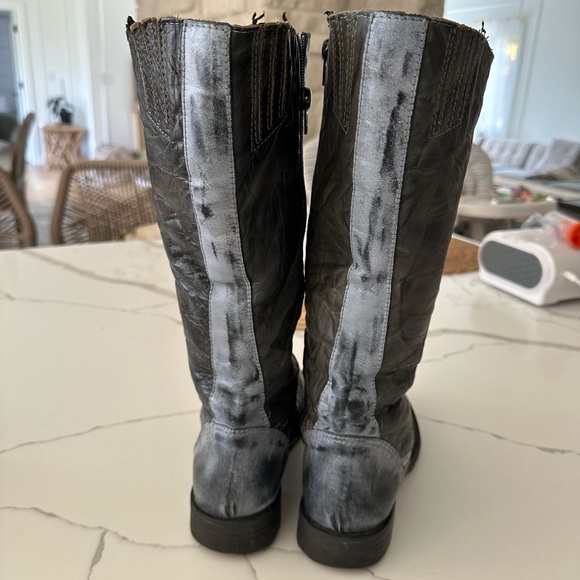 Vintage 100% Leather Designer Boots Blue Washed Ridding  Zip Boots EU 38 US 7.5 - Picture 7 of 7